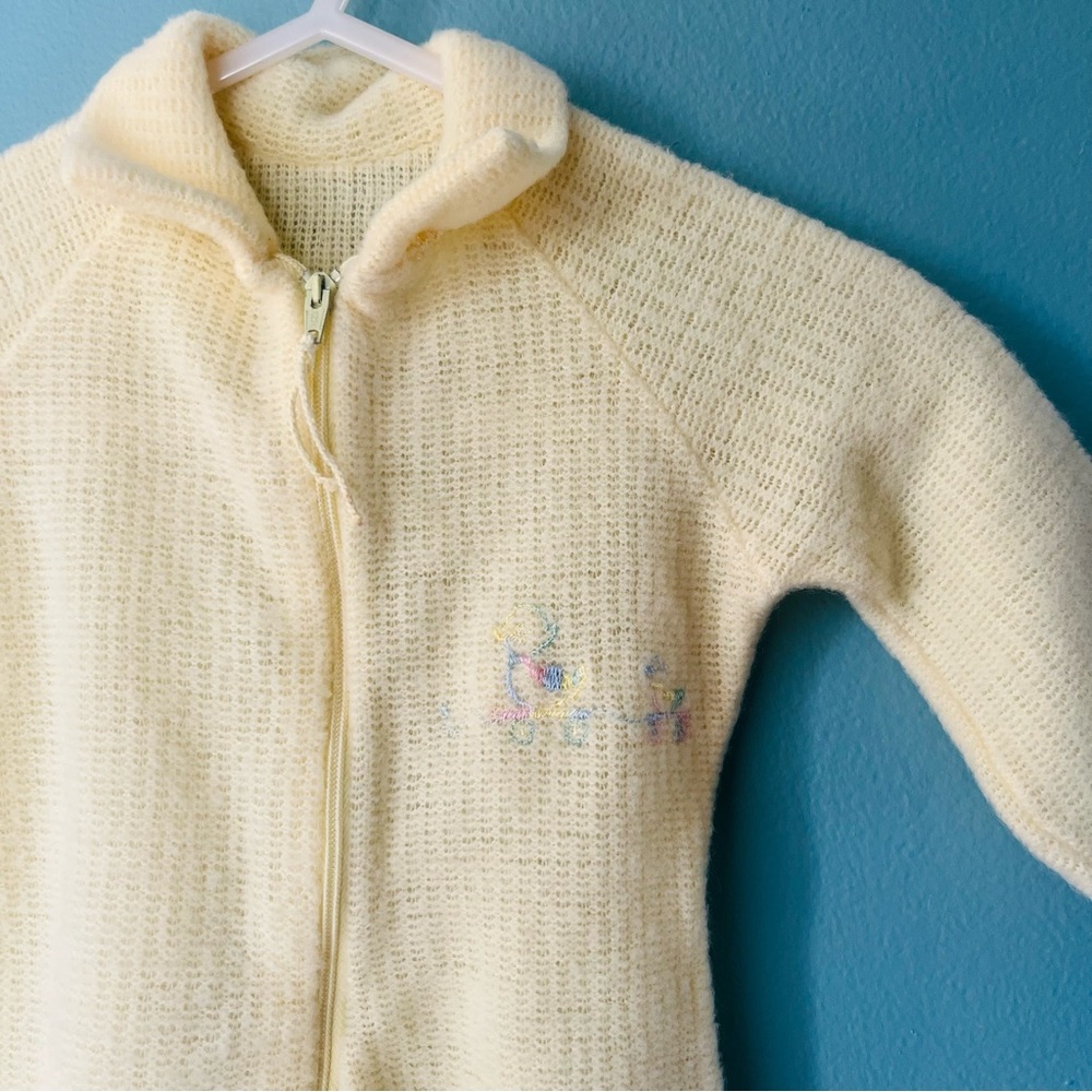 Vintage Pale Yellow Knit Footed One-Piece